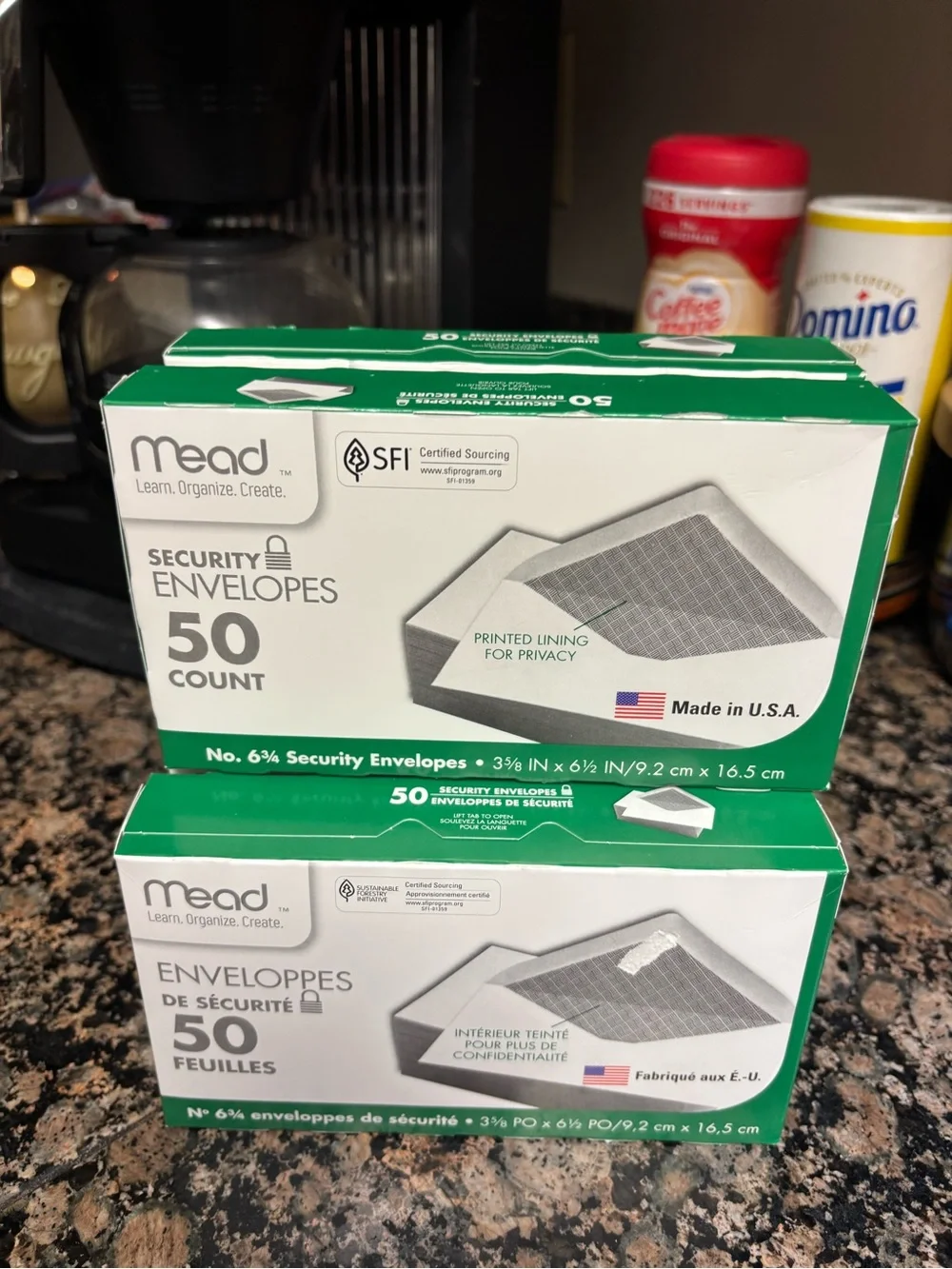 Mead Security Envelopes 50 Count - Green & White Boxes —5 Boxes